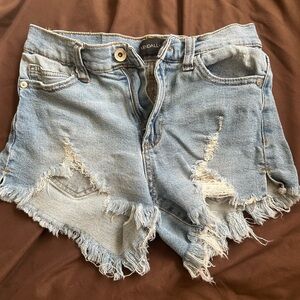 Size 0/24 distressed jean shorts